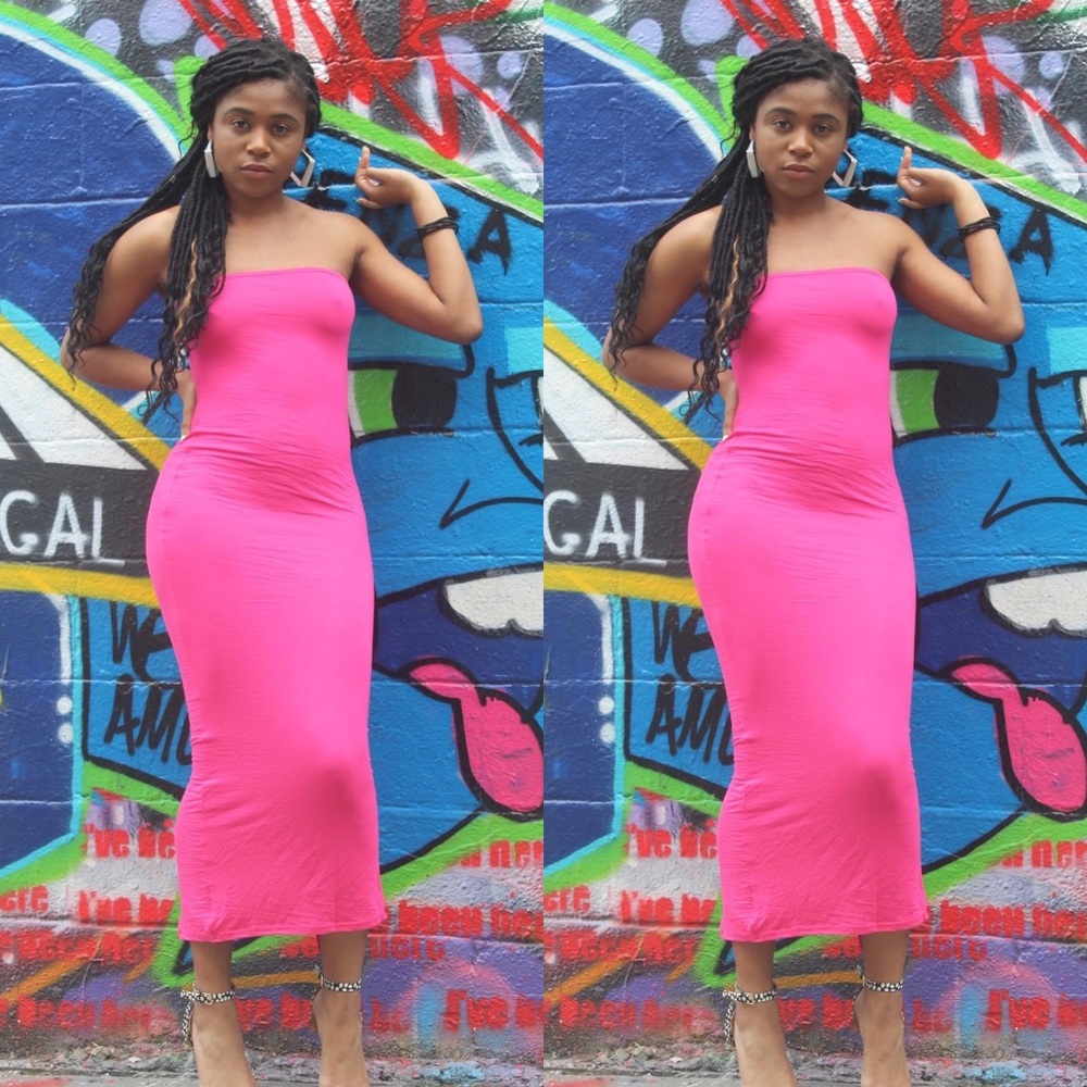 Pink midi bodycon sundress